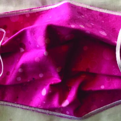 FACEMASK - NON-MEDICAL HOMEMADE MASK - PINK BUBBLES Thumbnail