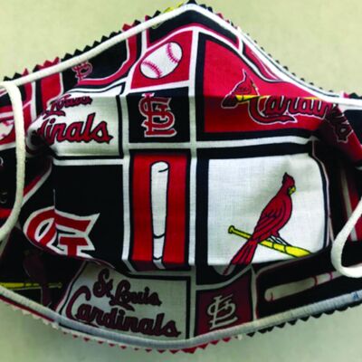 YOUTH FACEMASK - NON-MEDICAL HOMEMADE MASK - STL CARDINALS PATCHES Thumbnail