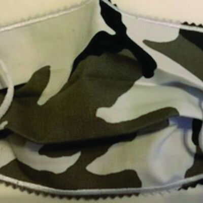 YOUTH FACEMASK - NON-MEDICAL HOMEMADE MASK - CAMOUFLAGE GRAY BLACK WHITE Thumbnail